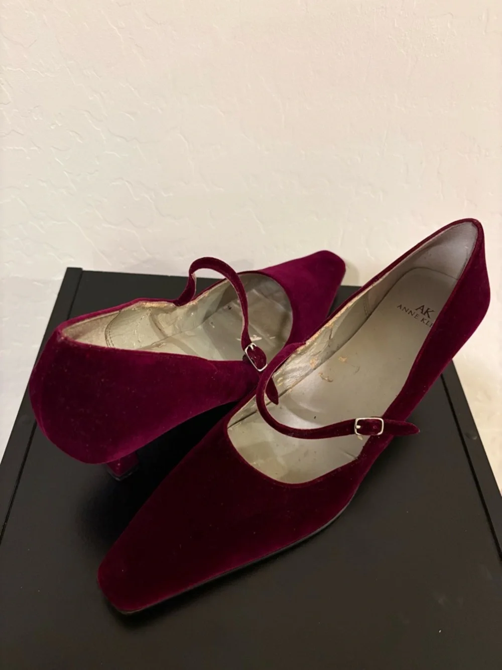 Anne Klein Wine Velvet Mary Jane Heels - Picture 7 of 7